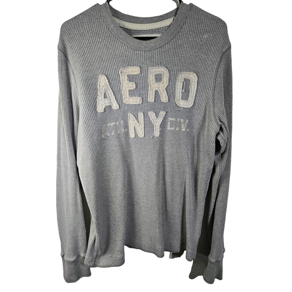 Aeropostale Long Sleeve Sweatshirt Men's Size Large Classic Grey White Y2K Shirt